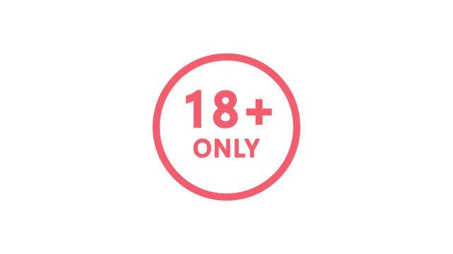 18 plus only sign icon animation age restriction adult content warning restricted