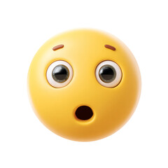 Surprised Yellow Emoji Face with Wide Eyes and Open Mouth on White Background
