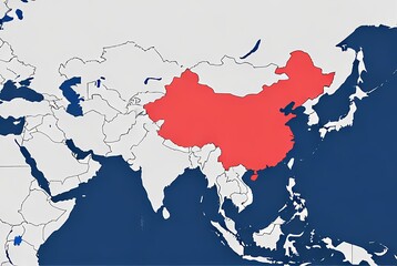 Minimal illustration highlighting China on a world map, suitable for education, geopolitics, international relations, global economy, history, and cultural region reference use.