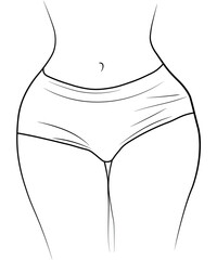 Woman legs swimsuit panties bikini hand drawing