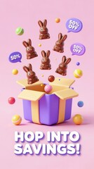 Obraz premium Easter bunny emoji celebration colorful 3d render savings event in a playful environment