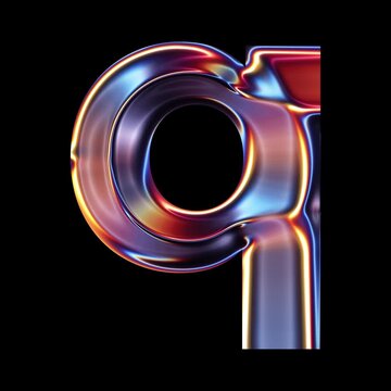 Transparent Chrome letter Q small