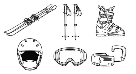 Essential gear for winter sports enthusiasts engaging in skiing and snowboarding activities Vector