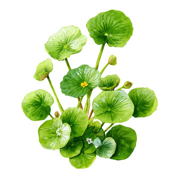 watercolor vector of Frogbit, isolated on a white background.