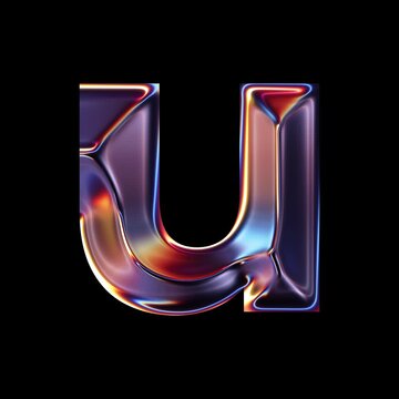 Transparent Chrome letter U small
