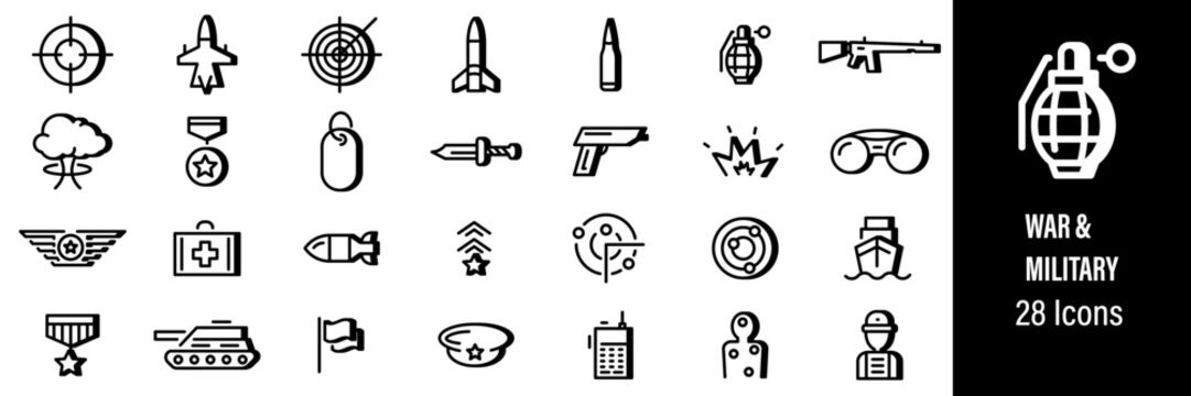 War and military icons collection vector set
