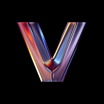 Transparent Chrome letter V small