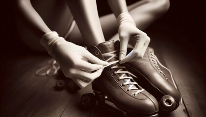 A intimate moment tying a skate lace, Ai generated image