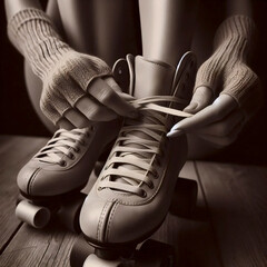A intimate moment tying a skate lace, Ai generated image