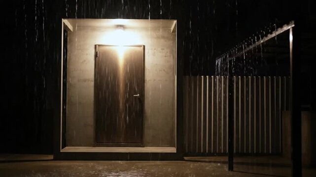 Mysterious Doorway in Dark Alleyway at Night.