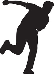 Black silhouette of a man throwing isolated on transparent background