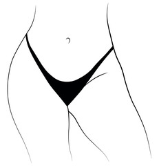 Woman legs swimsuit panties bikini hand drawing
