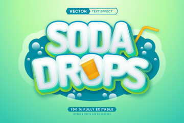 Text effect editable 3d gaming soda drops cartoon font style