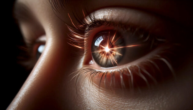 A macro shot of the eyes in the moment of insight, Ai generated image