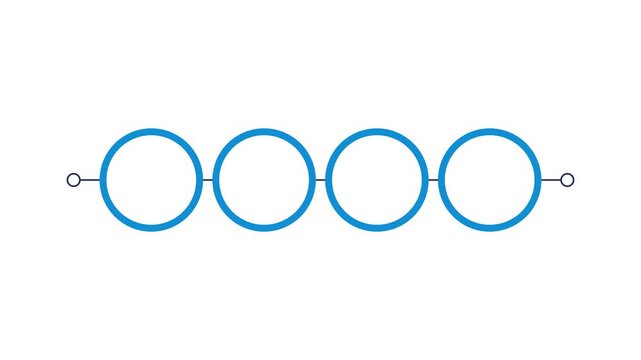 Animation of a line and four circles appearing in a photo frame. Motion graphic video animation of medical infographics.