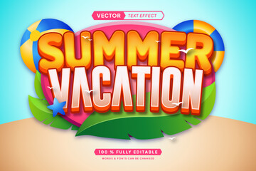 Text effect editable 3d gaming summer vacation cartoon font style