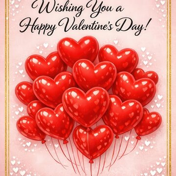 kartka walentynkowa z czerwonymi balonami