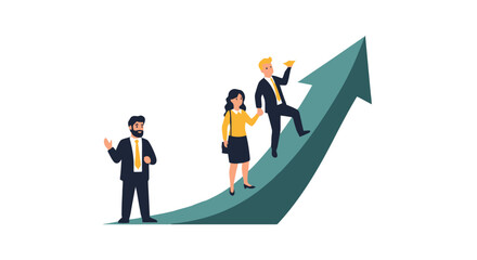 Fototapeta premium Business professionals ascending a rising trend graph together, symbolizing success and progress in their career path