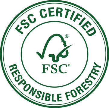 FSC Certified Responsible Forestry Logo Badge for Sustainable Wood and Eco-Friendly Products