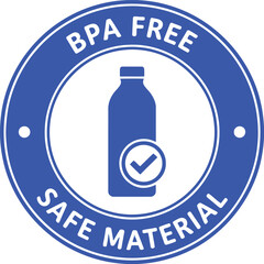 BPA Free Safe Material Badge Icon for Plastic Bottle Packaging, Non-Toxic Food Grade Label Design