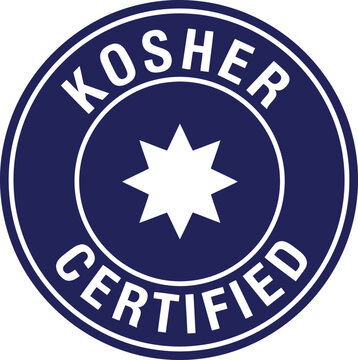 Kosher Certified Badge Icon &ndash; Blue Circular Food Certification Label for Packaging and Marketing
