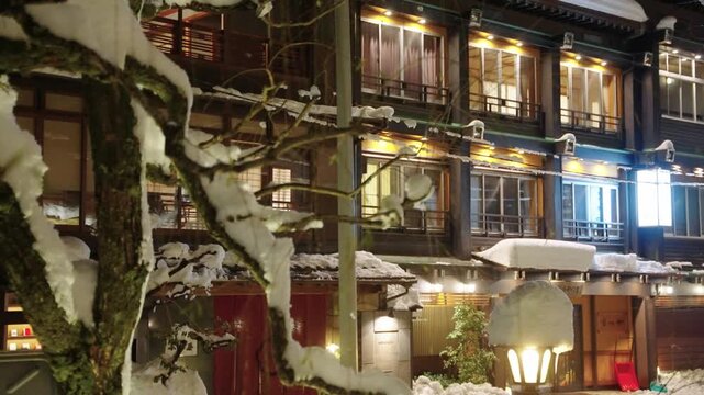 Kinosaki Onsen, Japanese Traditional Ryokan Inn and Hot Spring at Night
