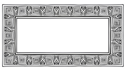 Obraz premium Intricate Rectangular Decorative Border Design with Geometric Patterns.