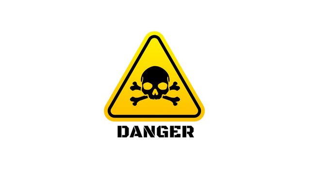 Danger sign animated. Transparent background. 4K resolution