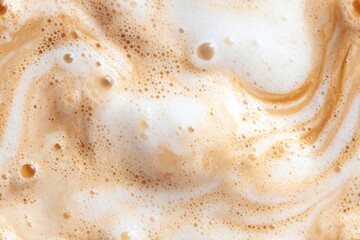 Food seamless pattern of frothy coffee with brown swirls. Beverage texture for menu design, background, and cafe concept.