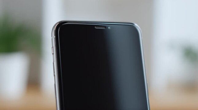Modern smartphone displaying a holographic eye with blue illumination, showcasing a gradual transition from a detailed eye to a simplified visual representation