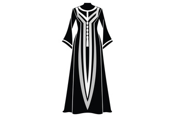 kaftan maxi dress silhouette line art vector illustration