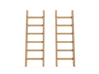 Two wooden ladders leaning against a white background for home improvement projects isolated on transparent background