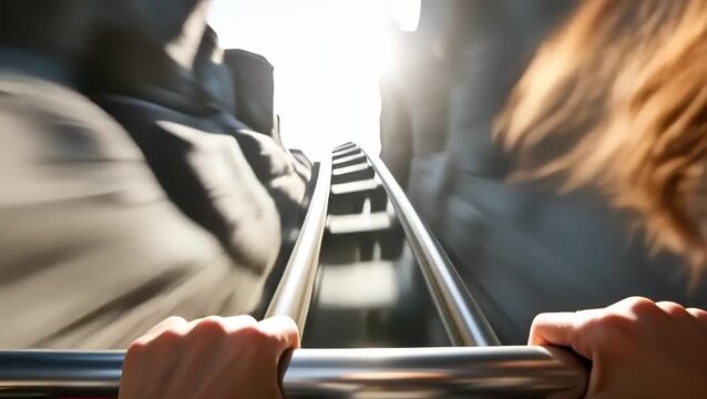 Thrilling Roller Coaster Ride Experience from the Front Perspective