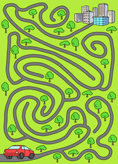 Car city maze graphic color sketch vertical illustration vector 
