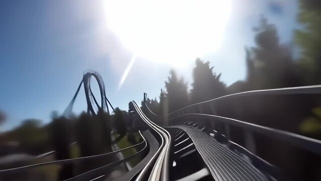 Thrilling Roller Coaster Ride Captured in Exciting Perspective