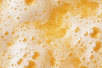 Obraz premium Close up view of beer foam, bubbles textured food background. Macro shot of beverage fluid pattern. Alcohol drink concept.