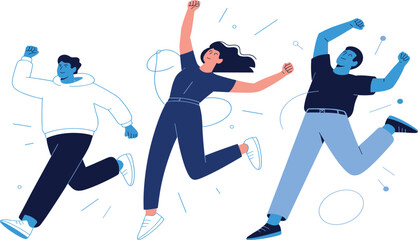 Cheerful group of people jumping and celebrating success, vector illustration for motivation © Majnur