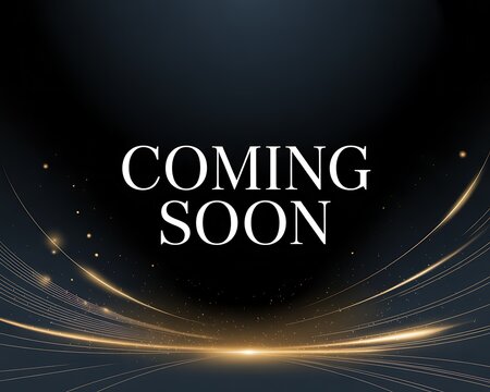 Elegant coming soon announcement with golden lines on dark background