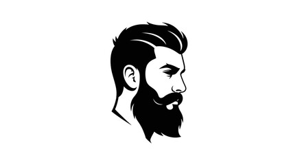 Profile portrait of a bearded man with a trendy haircut on isolated white background © Joyo