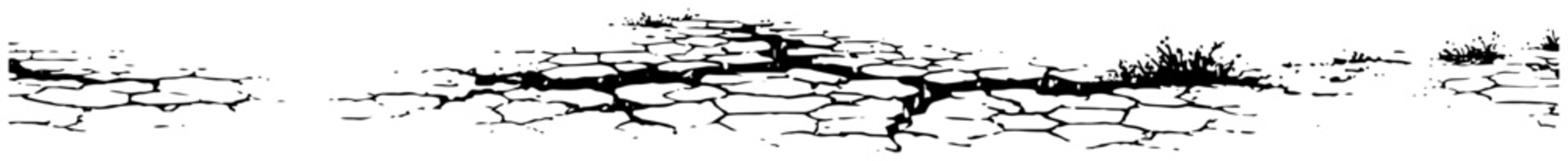Panoramic sketch of cracked dry earth and soil texture caused by drought © AdrianGebert