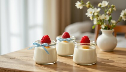 Charming Raspberry Dessert Jars Cozy Natural Light