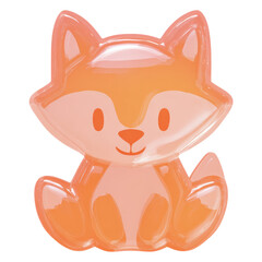 Cute orange fox-shaped toy sits on a flat surface with a simple design for kids to enjoy during playtime