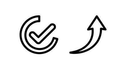Checkmark and Upward Arrow Icons Representing Progress and Positive Results