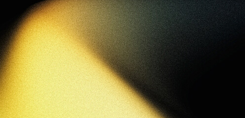 Obraz na płótnie Canvas Yellow black grainy poster background, noise texture abstract vibrant glowing yellow color gradient on dark backdrop for header wallpaper banner design