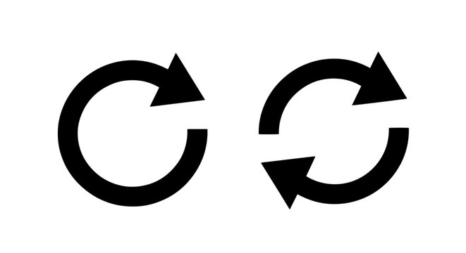 Refresh and Reload Icon Set - Circular Arrows for Repeat, Update, and Undo/Redo Actions