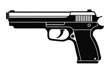 Fototapeta premium hk usp pistol silhouette line art vector illustration
