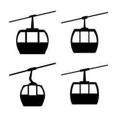 Fototapeta premium Iconic black silhouettes of cable cars and gondolas perfect for travel and adventure designs