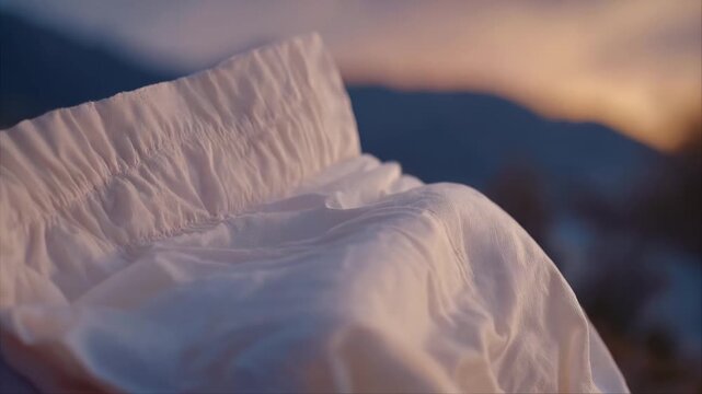 A close-up of a disposable baby diaper highlights its soft texture and absorbent material, informing parents about the benefits of choosing reliable brands for their child's hygiene and comfort