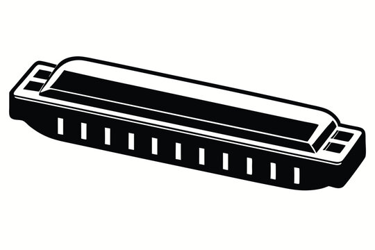 harmonica silhouette line art vector illustration