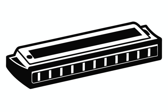 harmonica silhouette line art vector illustration